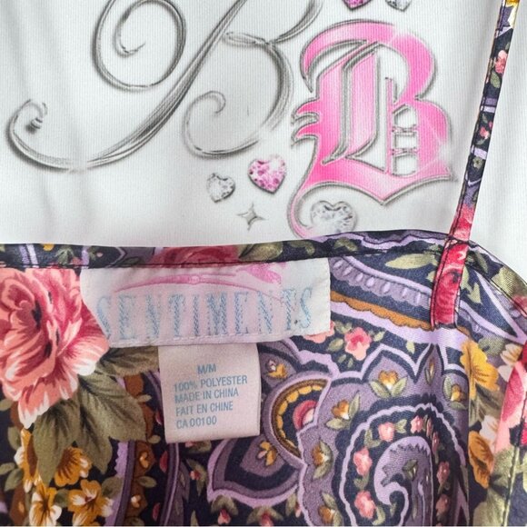 Sentiments dress paisley roses floral purple pink orange green boho nighty rare - Picture 5 of 9